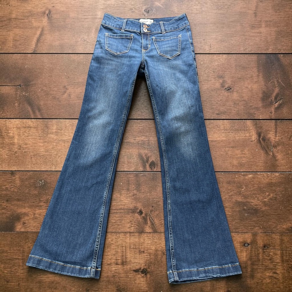 Abercrombie Kids Flare Jeans Girls 14/16 Fits Womens Petite W28xL30 Medium Wash